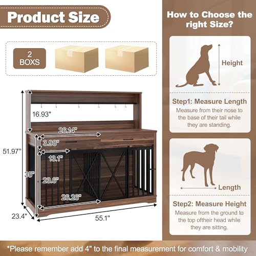 55.1" Furniture Dog Crate Large Dog, view 3