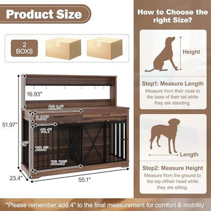 55.1" Furniture Dog Crate Large Dog, view 3