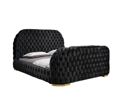 Leon Velvet Queen Bed Frame with TV Stand & Fireplace in Footboard, view 3