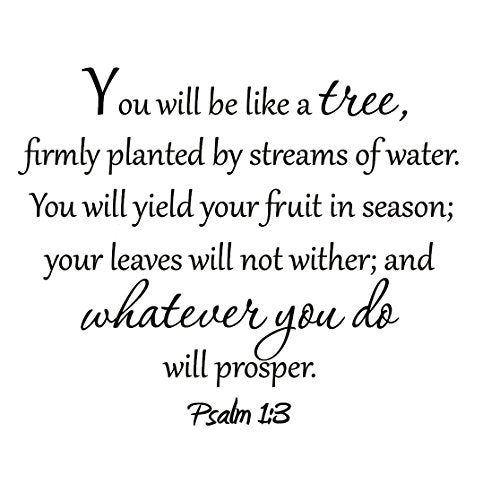 VWAQ You Will Be Like a Tree Living Room Wall Décor Inspirational Quotes Wall Decals Psalm 1:3