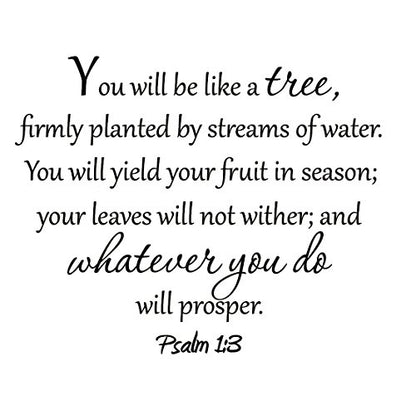 VWAQ You Will Be Like a Tree Living Room Wall Décor Inspirational Quotes Wall Decals Psalm 1:3
