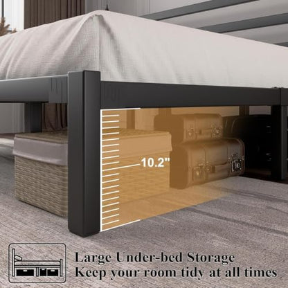 Full Size Metal Bed Frame with Headboard, Metal Slats, Black, view 5