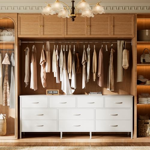 63 Inch Dresser for Bedroom, Long Dresser with 10 Fabric Drawers, view 5