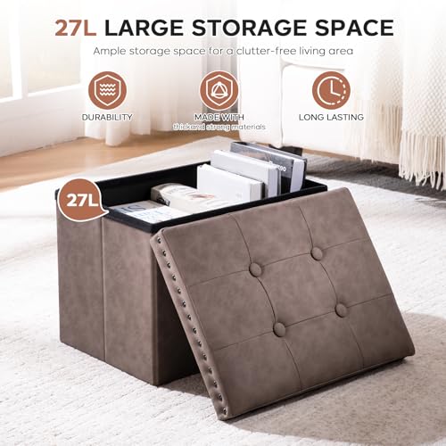 16x12x12 Inches Folding Cube Storage Ottoman, view 4