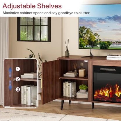 Waleaf 58" Fluted Fireplace TV Stand, view 4