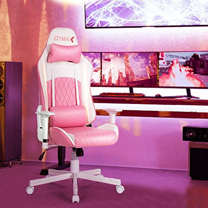 Gaming Chair, Pink Ergonomic High Back Computer Chair with Headrest & Lumbar Support, Racing Style Desk Task Rolling Chair for Home Office Gaming Working Studying