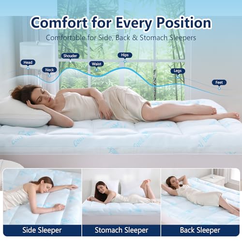 100% Waterproof Queen Mattress Topper, Viscose Derived from Bamboo, view 7