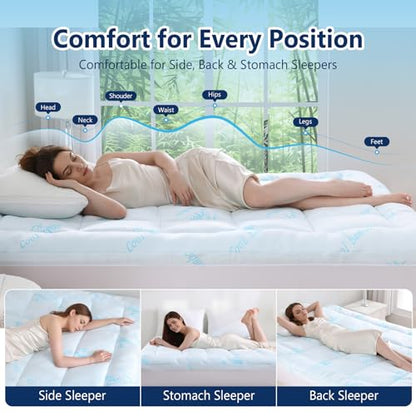 100% Waterproof Queen Mattress Topper, Viscose Derived from Bamboo, view 7
