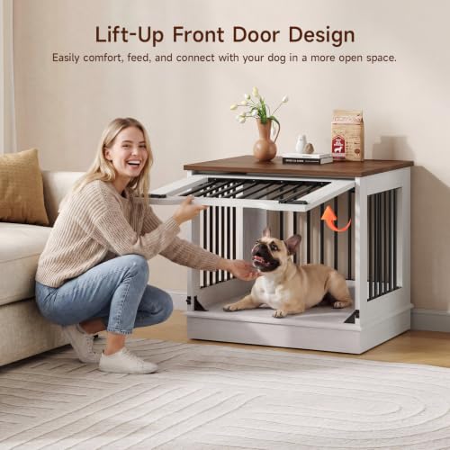 27 Inch Flip-Up Door Dog Crate Furniture for Small Dogs, view 3