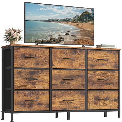 Dresser with 9 Fabric Drawers, TV Stand for TVs Up to 55 Inches, view 2
