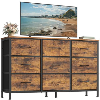 Dresser with 9 Fabric Drawers, TV Stand for TVs Up to 55 Inches, view 2