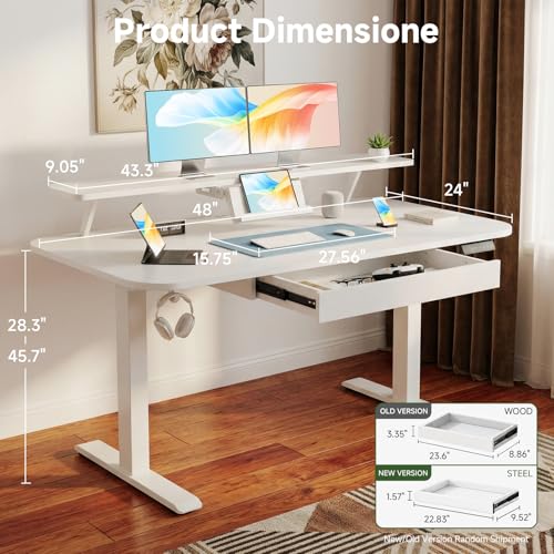 Electric Standing Desk with Drawers, view 3