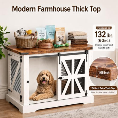 43.3" Farmhouse Dog Crate Furniture for Medium Dogs Up to 55 lb, view 7