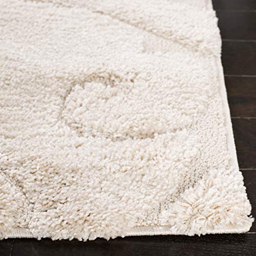 SAFAVIEH Florida Shag Collection Accent Rug - 3'3" x 5'3", Cream & Cream, Scroll Design, Non-Shedding & Easy Care, High-Low Plush Pile, Ideal for Living Room, Bedroom, Dining Space (SG455-1111)