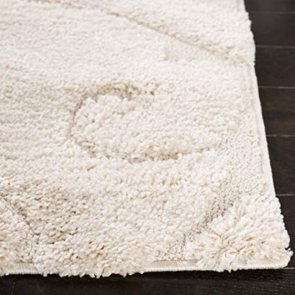 SAFAVIEH Florida Shag Collection Accent Rug - 3'3" x 5'3", Cream & Cream, Scroll Design, Non-Shedding & Easy Care, High-Low Plush Pile, Ideal for Living Room, Bedroom, Dining Space (SG455-1111)