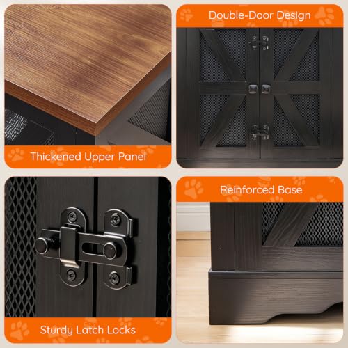 Dog Crate Furniture for Small to Medium Dogs, Dog Kennel Indoor with Barn Doors, view 5