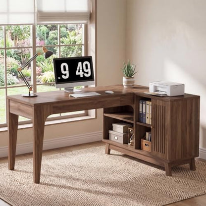 Tribesigns 57-Inch L-Shaped Desk, Office Computer Desk with Storage, view 6