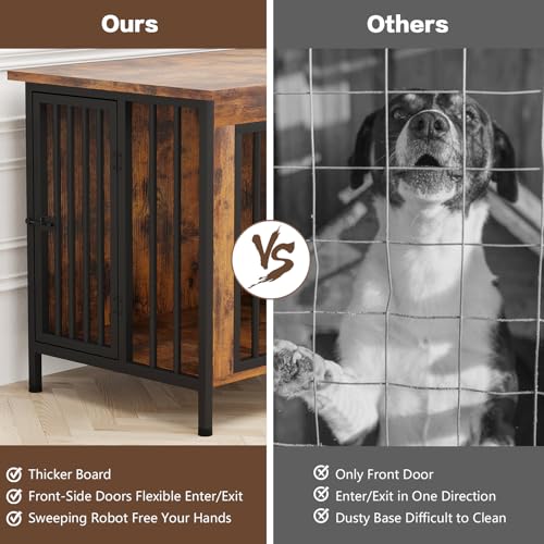 31.5" Dog Crate Furniture for 1 or 2 Dogs, 20-35 Pounds, Brown, view 7