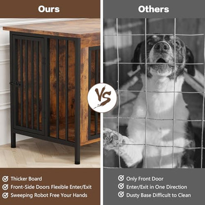 31.5" Dog Crate Furniture for 1 or 2 Dogs, 20-35 Pounds, Brown, view 7