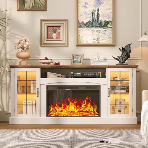 2-in-1 Multifunctional Fireplace TV Stand with 30" Removable Electric Fireplace, view 4