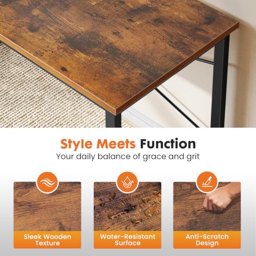 47-Inch Computer Desk for Bedroom, Brown, view 7