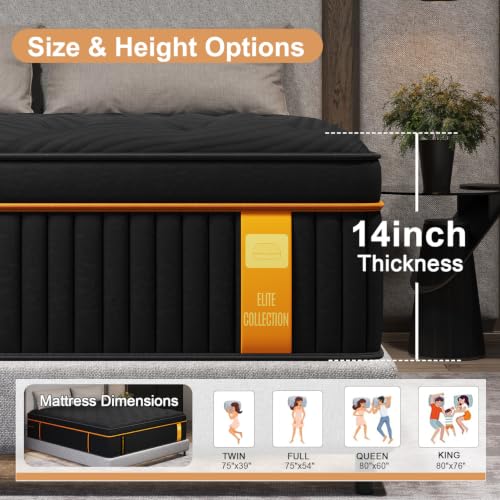 Full Size Hybrid Mattress 14 Inch Medium Firm Upgraded Edge Support, view 3