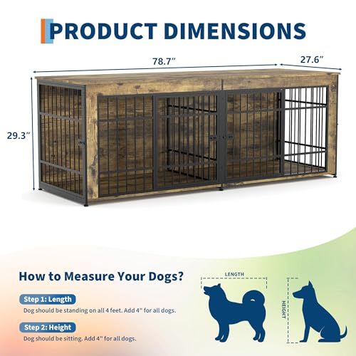 78.7" Heavy Duty Dog Crate Furniture, Dog Cage Furniture with Divider, view 3