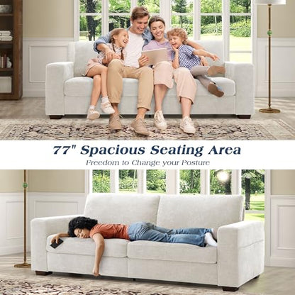 Sofas for Living Room, Chenille Loveseat Couch Set, Small Modern Sofa, USB Charging, Removable Sofa Cover,Solid Wood Frame, Easy to Install(89inch,White)