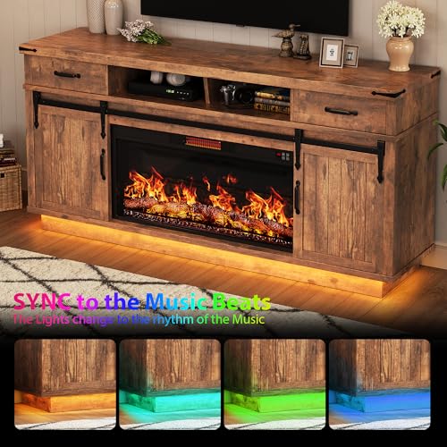 70'' Fireplace TV Stand with 36‘’ Electric Fireplace, view 7