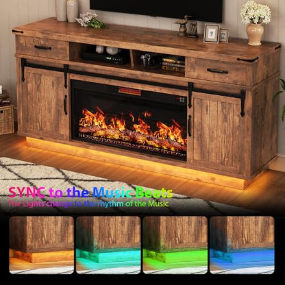 70'' Fireplace TV Stand with 36‘’ Electric Fireplace, view 7