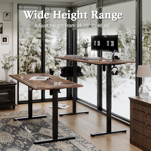 Large Electric Standing Desk 71“x31.5“ Height Adjustable,Brown, view 4