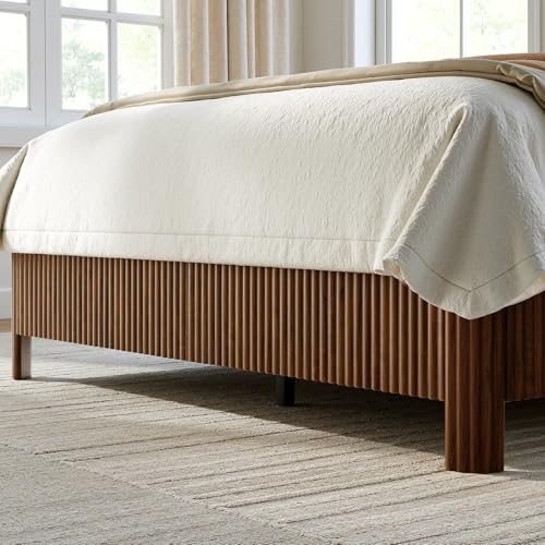 Walnut Queen Bed Frame with Headboard, view 6