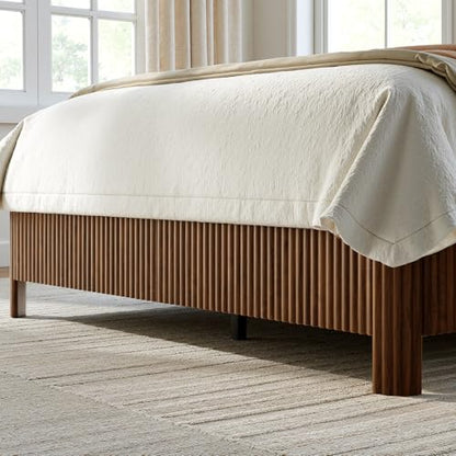 Walnut Queen Bed Frame with Headboard, view 6