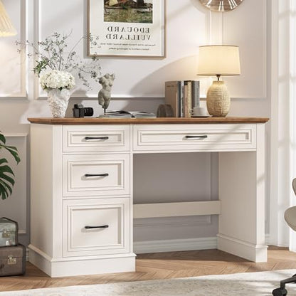 Farmhouse 47" Executive Desk with 3 Drawers, Unique White, view 7