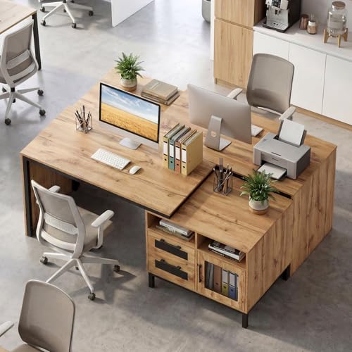 71" Wood Executive Desk w/File Drawers, Home Office Desk, view 3