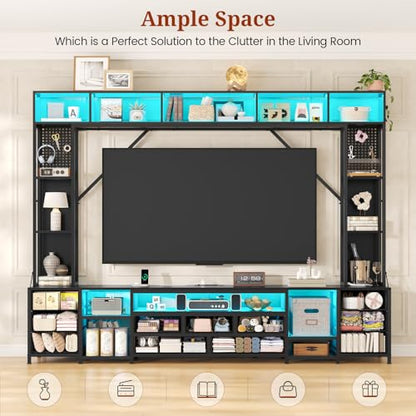 Large Entertainment Center with 11 Fabric Drawers & LED Lights, view 5