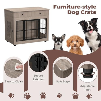 Dog Crate Furniture-Farmhouse Dog Kennel with Drawers, 40 Inch, view 6