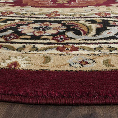 SAFAVIEH Lyndhurst Collection Area Rug - 3'3" Round, Red & Black, Traditional Oriental Design, Non-Shedding & Easy Care, Ideal for High Traffic Areas in Living Room, Bedroom (LNH330B)