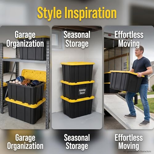 6 Pack 27 Gallon Heavy Duty Storage Bins with Snap Lids, view 4