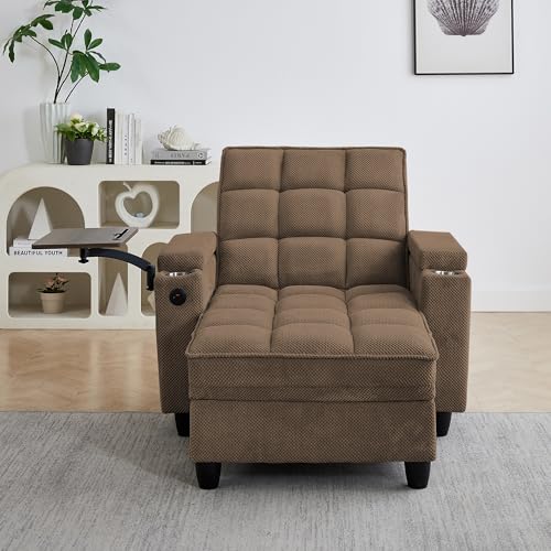 6-Position Adjustable Convertible Chaise Lounge Sleeper Chair with Storage, view 5