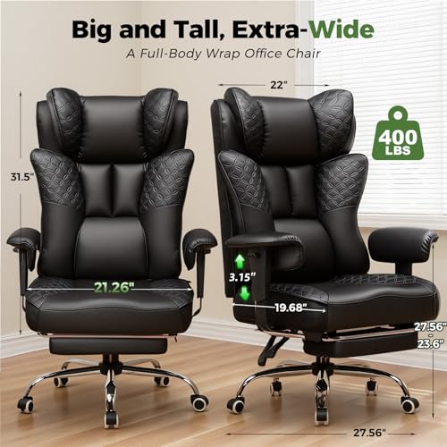 Big and Tall Office Chair Wide Ergonomic Gaming Chair with Deluxe Embossing, view 3