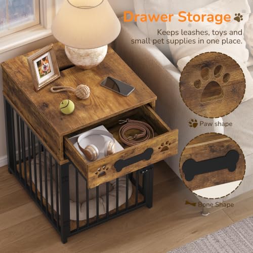 Dog Crate Furniture, Indoor Dog Kennel for Small Dogs, Rustic Brown, view 6