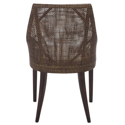 SAFAVIEH Home Collection – Maro Dark Brown Rattan Arm Chair with Ivory Seat Cushion, Modern Curved Silhouette, Fully Assembled (ACH4905A)