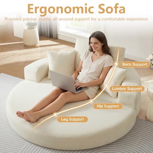 79" Foldable 2-in-1 Oversized Round Chaise Lounge, view 5