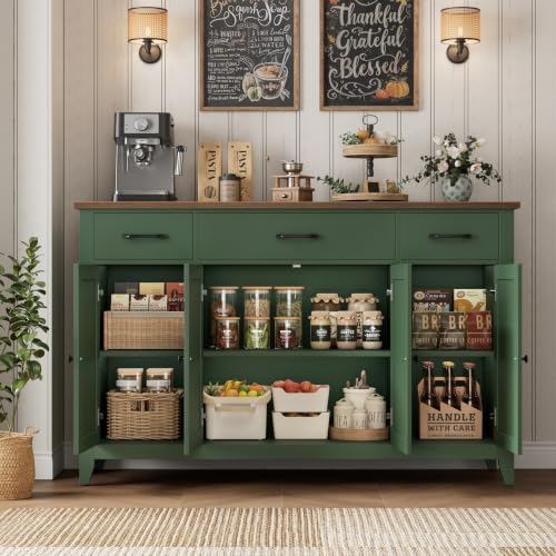 55" W Buffet Cabinet with Storage, Kitchen Storage Cabinet, Green, view 7