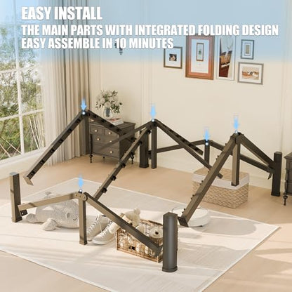 18 inch Full Size Bed Frame with Round Corner Legs Mattress Slide Stopper, view 7