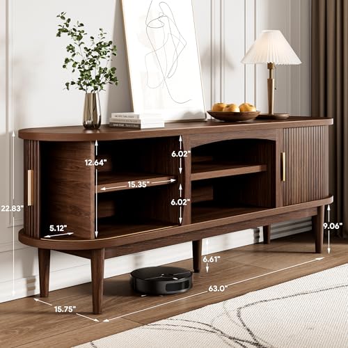 Mid Century TV Stand for TVs up to 70 Inches Entertainment Center with Storage, view 3