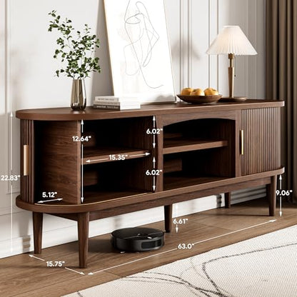 Mid Century TV Stand for TVs up to 70 Inches Entertainment Center with Storage, view 3