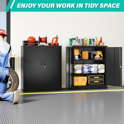 36 inch Metal Storage Cabinet with Doors and Shelves, view 3