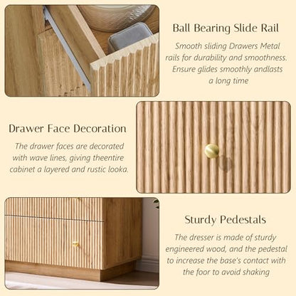 Fluted Dresser for Bedroom with 7 Drawers, view 5
